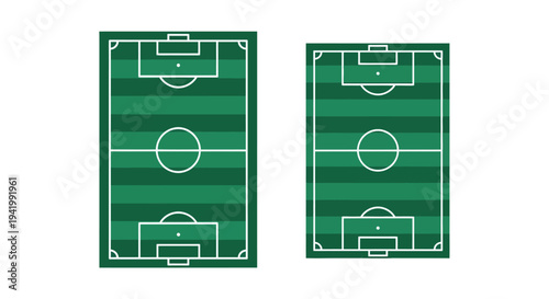 Two soccer fields displayed in varying sizes a minimalist silhouette