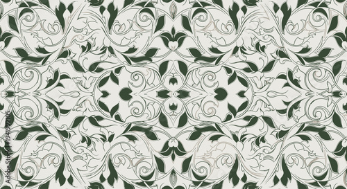 Intricate Black and White Floral Pattern.