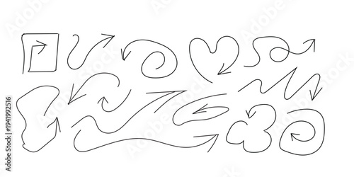 Abstract calligraphic drawing with various symbols and letters