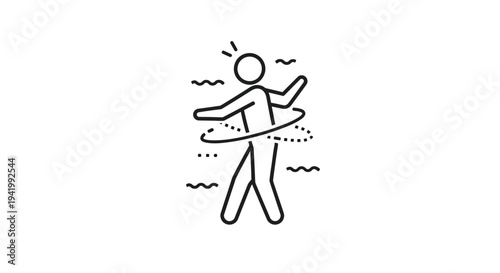 Person hula hooping with dynamic lines a minimalist silhouette
