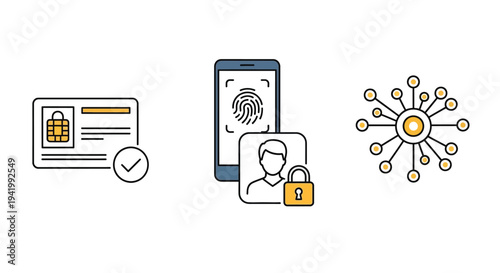 Digital identity verification with biometric data and secure access silhouette