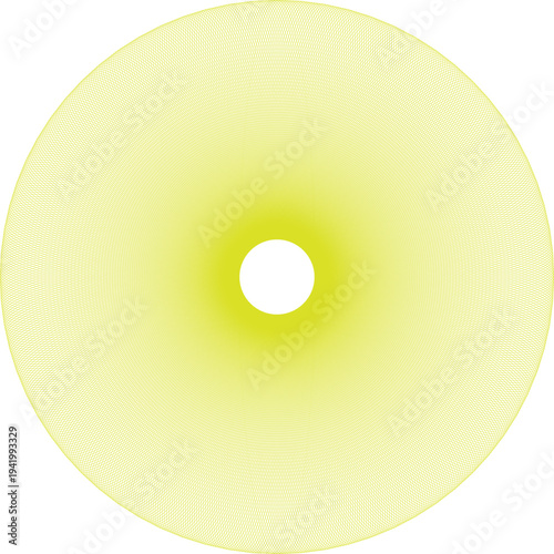 Golden yin yang symbol shaped like a yellow round button or disc isolated on white representing harmony balance philosophy and music icon design