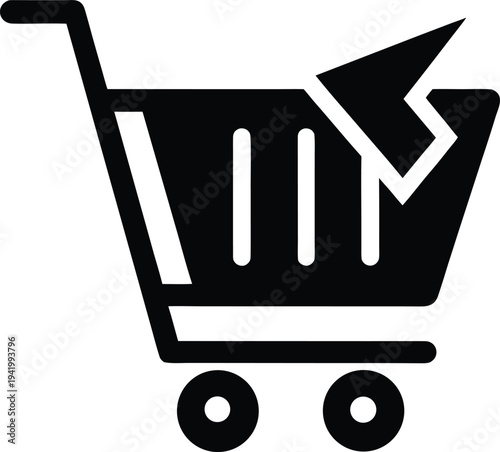 Online Shopping Cart with Mouse Cursor Silhouette Icon