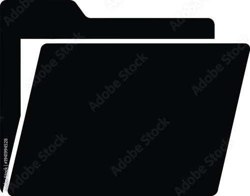 Two overlapping black digital file folder icons suggest organized data storage and document management systems.