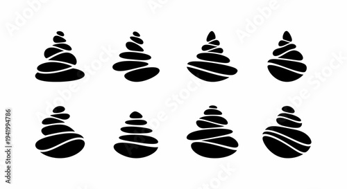 Collection of Black Coffee Beans Silhouettes.