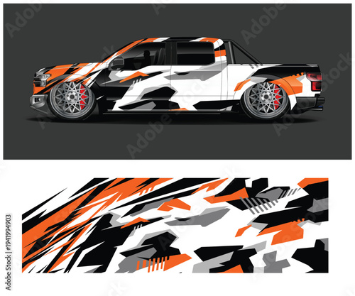 Side view of sports car with animal print design and detail
