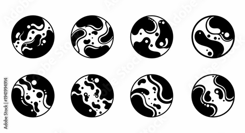 Yin Yang Symbols in Black and White.