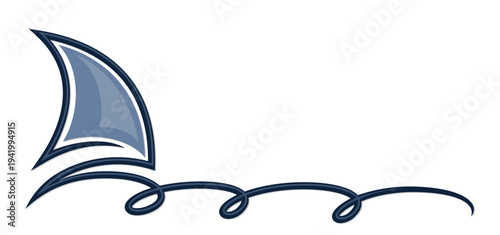 The symbol of blue sailboat with wave.
