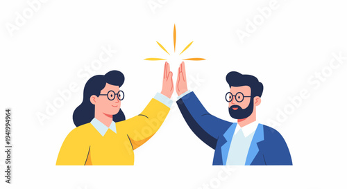 Man and woman giving high five together.