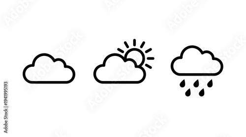 Weather Icons Showing Cloud Conditions.