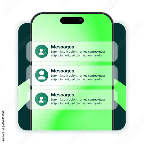 Smartphone Message Notification Interface – Mobile Chat Messages UI Popups on Phone Screen, Messaging App Communication Concept Vector Illustration