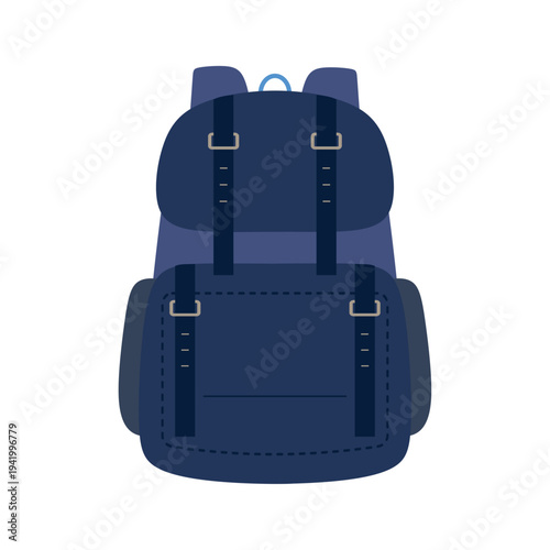Modern hiking backpack with side pockets. Adventure trekking gear.