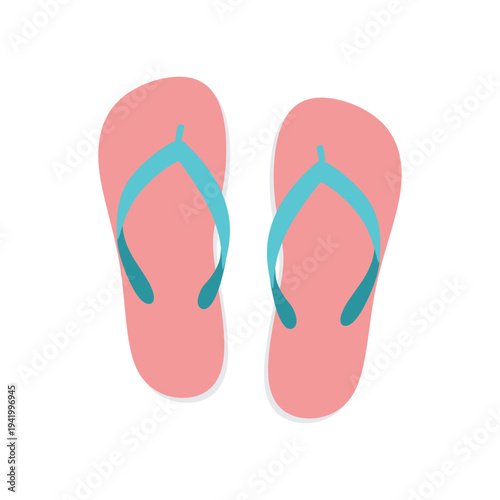 Pair of simple flip flops for summer beach vacation