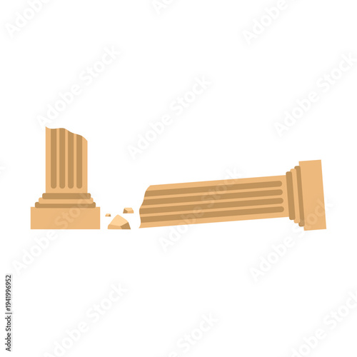 Ancient ruin pillar in Greek Roman style architecture element