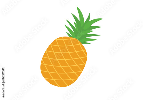 Flat Vector Illustration of Tropical Pineapple and Exotic Summer Fruits Design
