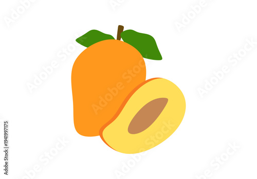 Tropical and exotic mango fruit flat illustration isolated on white