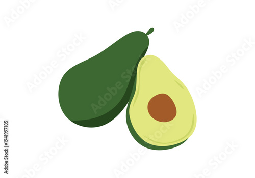 Minimalist Avocado flat illustration of a healthy green superfood