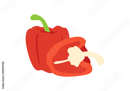 Vibrant Bell Pepper flat illustration showing colorful capsicum