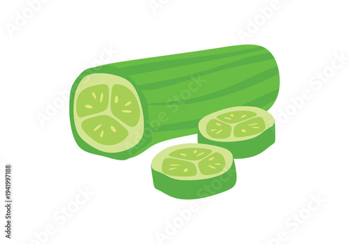 Fresh Cucumber flat illustration for minimalist green salad design