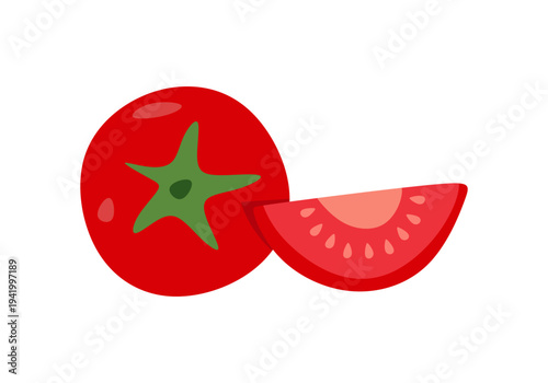 Ripe Tomato flat illustration of a red organic vegetable
