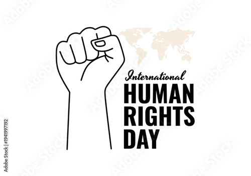 Human Rights Day banner with clenched fist vector illustration