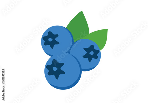 Blueberry flat vector illustration. Organic blue berry fruit icon for healthy food design.
