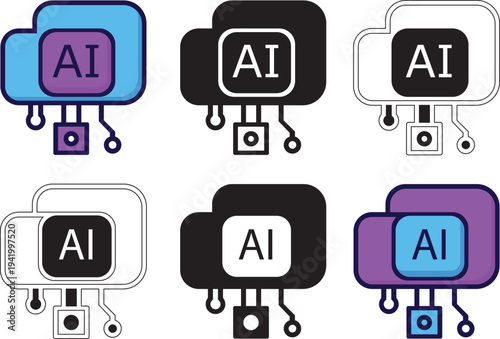 Artificial Intelligence Chip Technology Logo Illustration