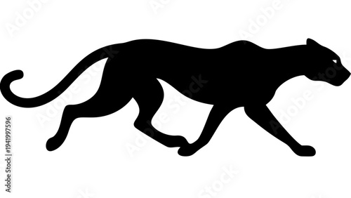cheetah black silhouette icon, fast wild animal silhouette, transparent background