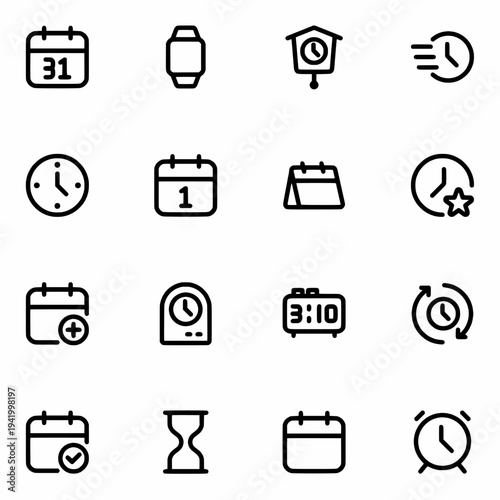 : Date and Time icons set