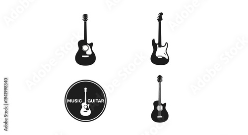 Sound Wave Pack – Minimal Guitar Silhouette Logo Set