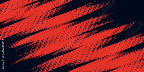 high-impact abstract background featuring bold red diagonal brush strokes with a dark black halftone dot texture for an edgy, energetic look