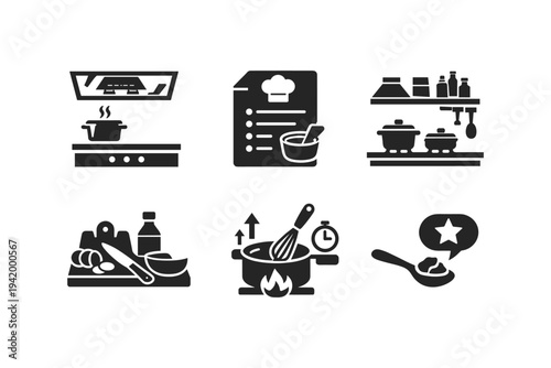 Variety of cooking icons for kitchen and culinary activities