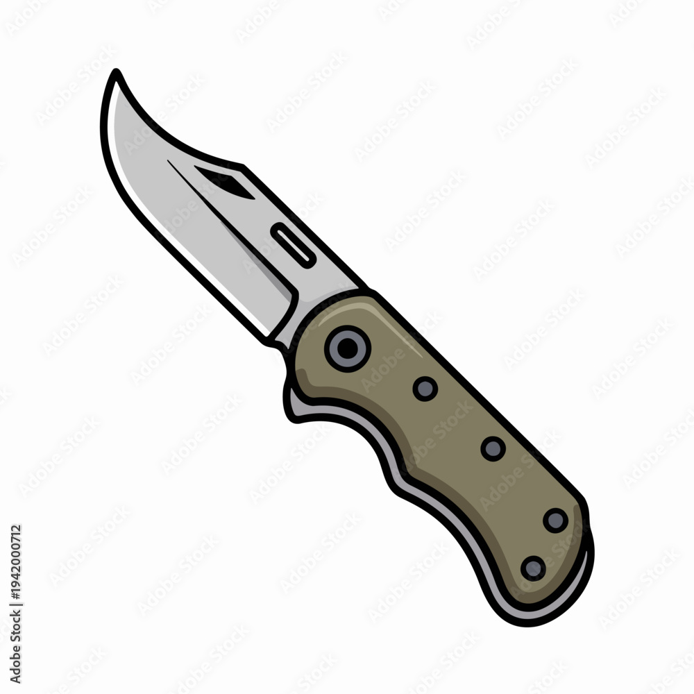 Obraz premium Outdoor Survival Knife Flat Vector Clipart Camping Tool Icon