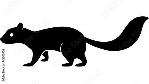 squirrel black silhouette icon, small forest animal silhouette, transparent background