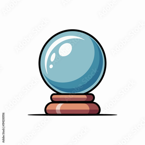 Mystical Crystal Ball on Stand Flat Vector Clipart Fortune Teller Magic Icon Isolated on White