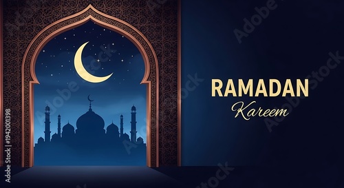Wallpaper Mural Islamic mosque silhouette under crescent moon and starry night sky ramadan kareem Torontodigital.ca