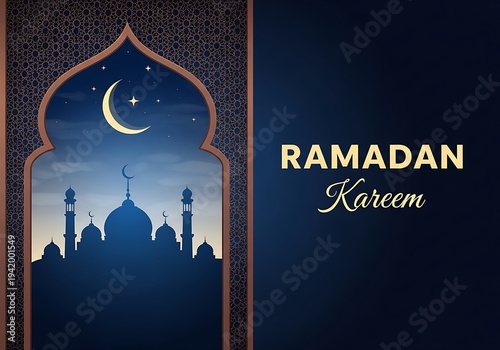 Wallpaper Mural Ramadan Kareem Islamic mosque silhouette crescent moon night sky Torontodigital.ca