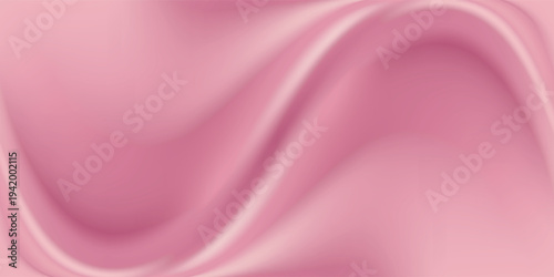 Pink strawberry yogurt or ice cream surface texture with wave pattern. Milk creamy sweet fruit and berry product. Soft and frozen sorbet or dairy pudding smooth top. Realistic vector background.