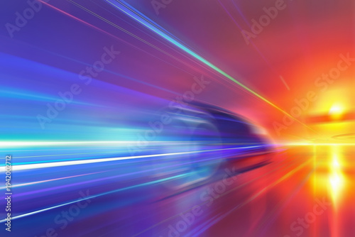 Photography Vibrant multi-color light trails showing fast motion and futuristic velocity at