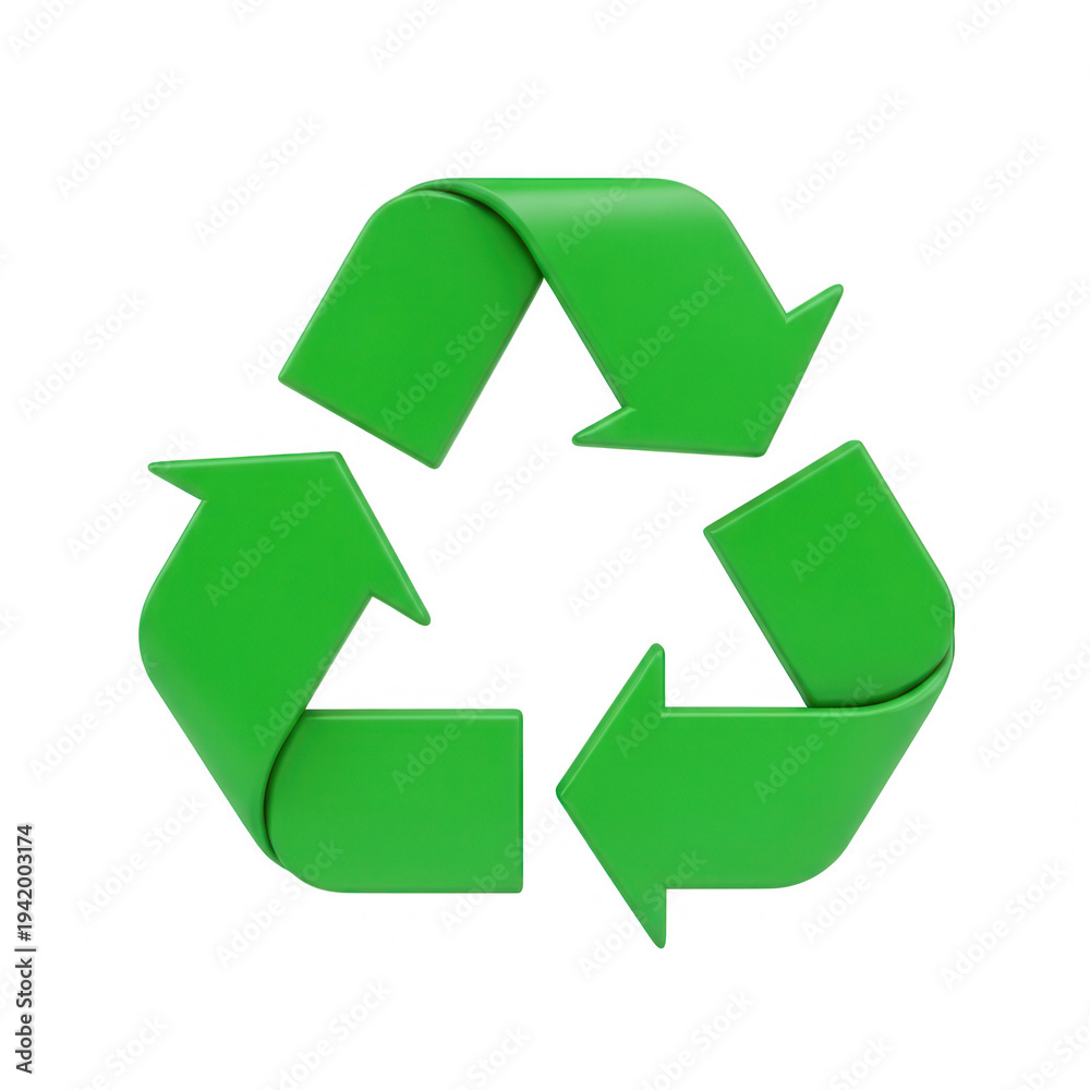 Fototapeta premium A green recycling symbol with three arrows forming a circular shape