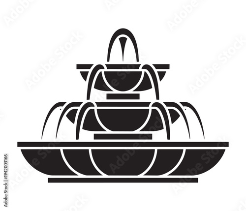 Tiered fountain vector illustration with cascading water for gardens and parks