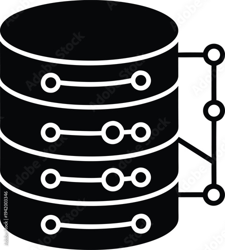 Data Center Server Network Hosting Silhouette Icon