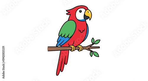 Colorful Parrot Sitting on Branch.