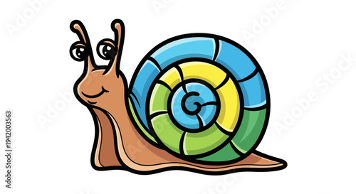 Colorful cartoon snail shell closeup.