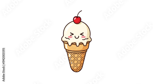 Cartoon ice cream with cherry on top.
