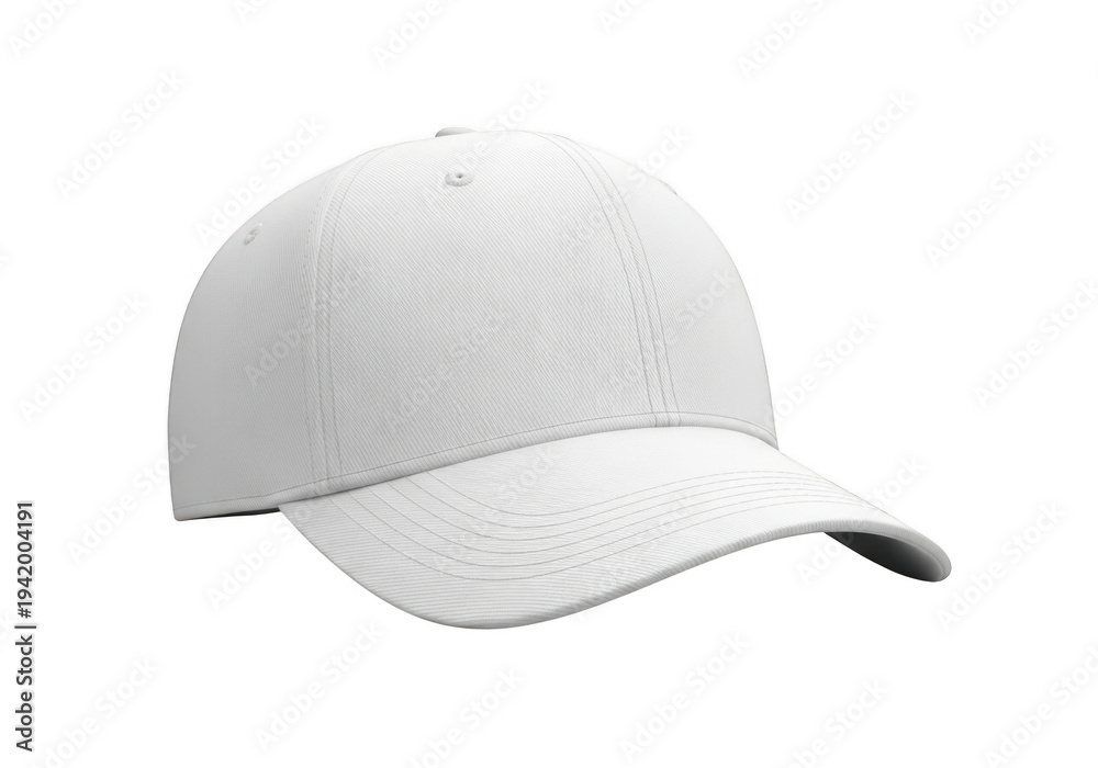 Fototapeta premium White baseball cap with curved brim and seamless design isolated on transparent background