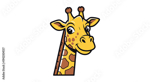 Cartoon giraffe head smiling face.