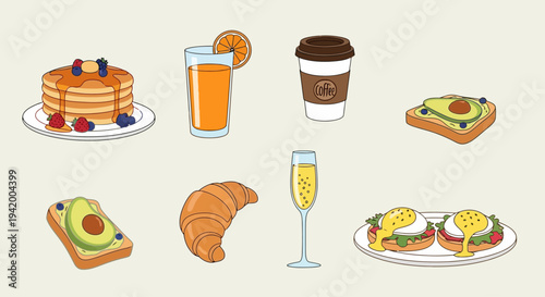 Breakfast food and drink icons