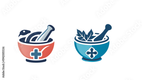 Vector illustration featuring icons for traditional medicine.