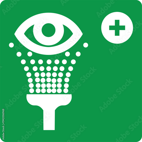 ISO 7010 E011 Emergency Eyewash Station Safety Sign Green Safe Condition Pictogram for Workplace